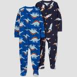 Carter's Just One You®️ Toddler Boys' 2pk Spaceships and Dinos Footed Pajama - Blue