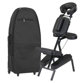 Master Massage Apollo Extra Large Size Portable Massage Chair-Lightweight Aluminum with Larger Cushions and Wheels Bag-in Black