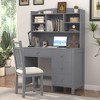 Wood Retro Executive Desk and Upholstered Chair Set with Bookshelf and Storage Drawers with Comfortable Chair - 4 of 4