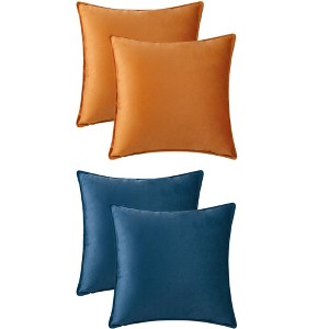 Unique Bargains Solid Velvet Home Decor Couch Sofa Living Room Throw Pillow Covers Pack of 4 - 1 of 4