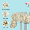 PiccoCasa Flower Printed Water Oil Resistant Vinyl Round Tablecloths Golden 71" Dia - 4 of 4