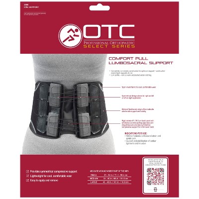 OTC Lumbosacral Back Brace, Adjustable Comfort Pull Maximum Support