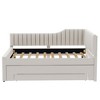 Full/Twin Size Upholstered Daybed, Wood Platform Bed Frame with Twin Trundle Bed and Three Storage Drawers -ModernLuxe - 4 of 4