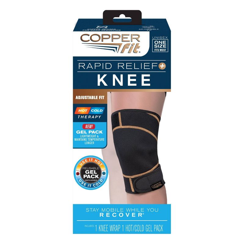 Copper Fit Rapid Relief Knee Wrap - Black, 1 of 7