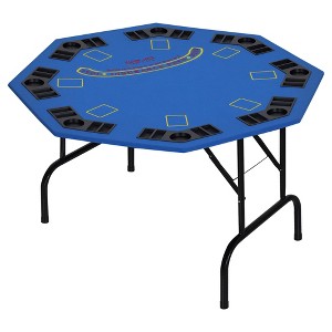 Soozier 47.25" 8 Player Folding Octagon Poker Table for Blackjack Poker Game with Cup Holders, Blue - 1 of 4