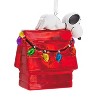 Peanuts® Snoopy on Holiday Doghouse Blown Glass Hallmark Ornament - 2 of 3