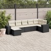 vidaXL 7 Piece Patio Sofa Set with Cushions Black and Cream Poly Rattan - Without Table - 2 of 4