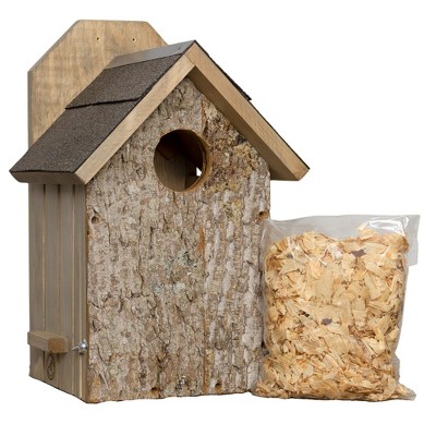 Uncle Dunkels Premium Screech Owl House; Rustic Handmade Owl Nesting Box