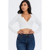 Slickblue Women's Ribbed Long Sleeve Crop Top, Snap Button Front Fitted Tee, 8 Color Options, Size S-L - 2 of 4