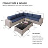 FURNIinspire Patio Seating Sets Outdoor Patio Furniture Sets, Wicker Sectional Sofa With Glass 2 Coffee Table, Washable Blue Seat Cushion, White - 3 of 4