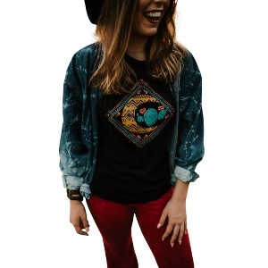 Women's Distressed Denim Bleached Button Down Top - SOUTHERN BLISS - 1 of 2