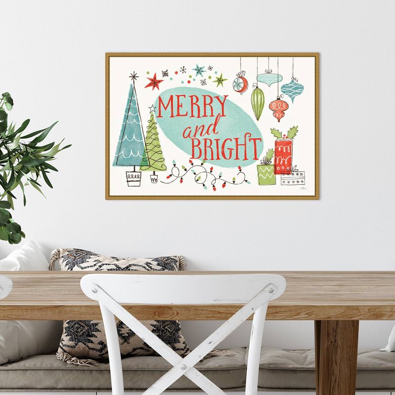 23&#34; x 16&#34; Merry and Bright Christmas Tree by Janelle Penner Framed Canvas Wall Art - Amanti Art, 5 of 10