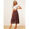 INSPIRE CHIC Women's Floral Elastic Waist Tiered Ruffle Boho Midi Skirts - 3 of 4