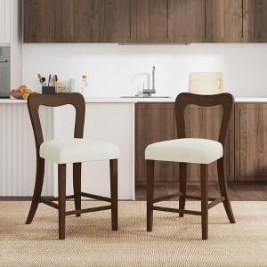 Solid Rubberwood Armless Counter Stool with Ergonomic Backrest for Kitchen, Bar, or Dining Area - 1 of 4