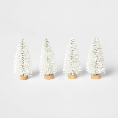 4pk Bottle Brush Tree Set White - Wondershop™