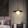PAKOKULA 1-Light Black Diffuser Pendant Light with Metal Pleated black Shade and White Glass Shade - 2 of 4