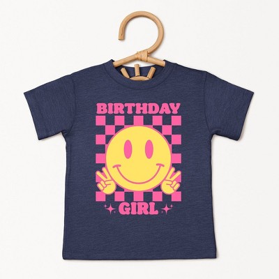 The Juniper Shop Birthday Girl Checkered Toddler Short Sleeve Tee
