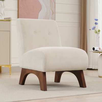 Hyleory Corduroy Upholstered Living Room Chair with Wood Legs, Modern Slipper Side Chair, Reading Chair for Living Room, Bedroom, Office, Small Space