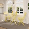 Garvee 3-Piece Outdoor Bistro Set – Folding Metal Table and Chairs for Small Spaces, Ideal for Indoor and Outdoor Use, White - 3 of 4