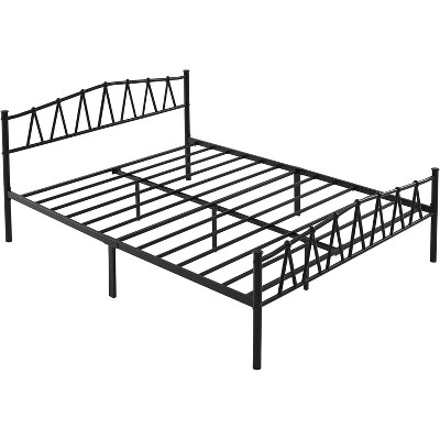 VECELO Full/Queen Metal Platform Bed Frame with Headboard/Footboard, Storage Space Under Bed Frames, No Box Spring Needed, Easy Assembly