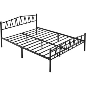VECELO Full/Queen Metal Platform Bed Frame with Headboard/Footboard, Storage Space Under Bed Frames, No Box Spring Needed, Easy Assembly - 1 of 4