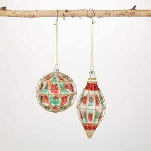 Faceted Vintage Ornament Multicolor 4"H Glass Set of 2 - 1 of 2
