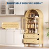 Arched Storage Cabinet with Glass Doors, 71" Farmhouse Pantry with 2 Drawers & Adjustable Shelves, Display Cabinet for Living Room, Natural - 4 of 4