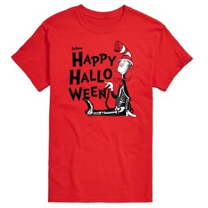 Men's - Dr. Seuss - Happy Halloween Skeleton Cat Short Sleeve Graphic T-Shirt - 1 of 4