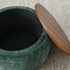 FURNIinspire Ottomans and Benches Round Chenille Storage Ottoman Set with Drum Stool Design for Contemporary Living, Green, 25.6"*25.6"*15.55" - 3 of 4