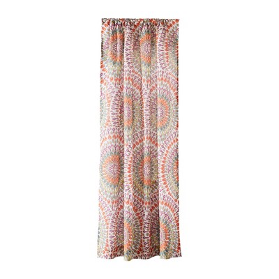 Vibrant Red and Multicolor Cotton Room-Darkening Curtain Panel