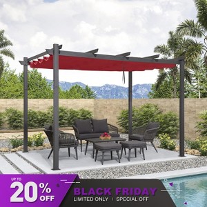 PURPLE LEAF Pergola Outdoor Retractable Pergola with Sun Shade Canopy Patio Metal Grape Trellis Pergola Grill Shelter Pergola for Porch Garden Yard - 1 of 4