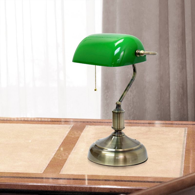  Executive Banker's Desk Lamp with Glass Shade - Simple Designs, 4 of 5