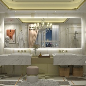 Apmir Super Bright 192 LEDs/m Back LED Lighted Anti-Fog Tempered Glass Bathroom/Vanity Mirror with ETL & 3-Year Warranty - 1 of 4
