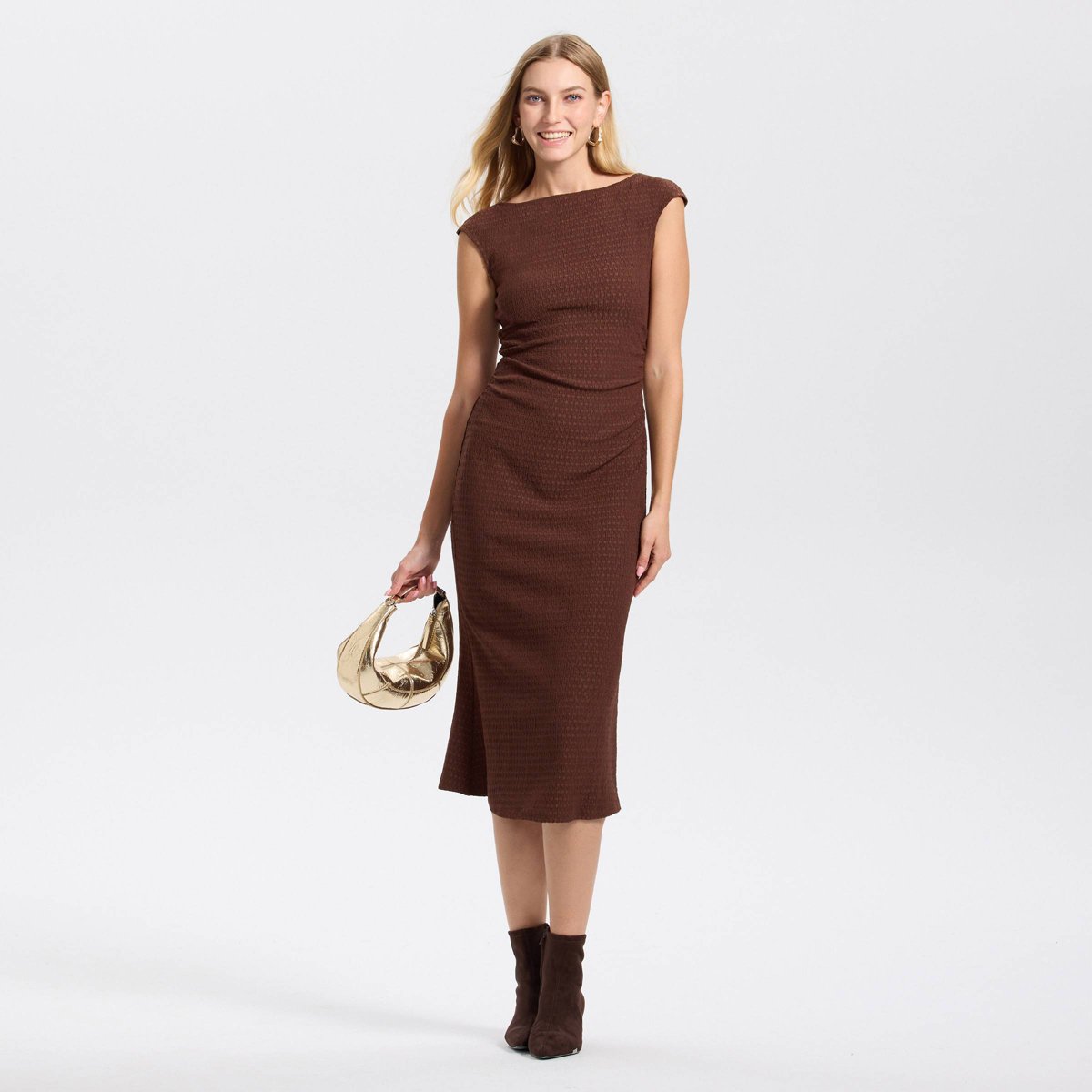 Женские платья A New Day Women's Sleeveless Textured Knit Midi Bodycon Dress - A New Day™ Brown S — фото 3