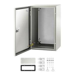 VEVOR NEMA Steel Enclosure, 20 x 12 x 10'' NEMA 4X Steel Electrical Box, IP66 Waterproof & Dustproof, with Mounting Plate, Gray-white - 1 of 4