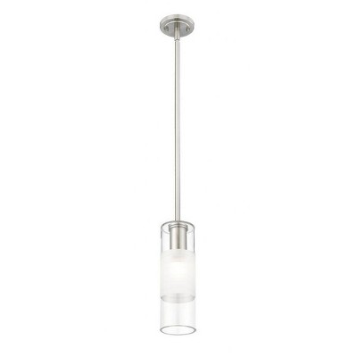 Brushed Nickel Frosted Glass Cylinder Pendant Light