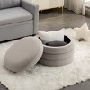 Round Storage Ottoman Bench, Upholstered Circle Ottoman with Reversible Lid for Living Room or Bedroom – Cuddlewood - 2 of 4