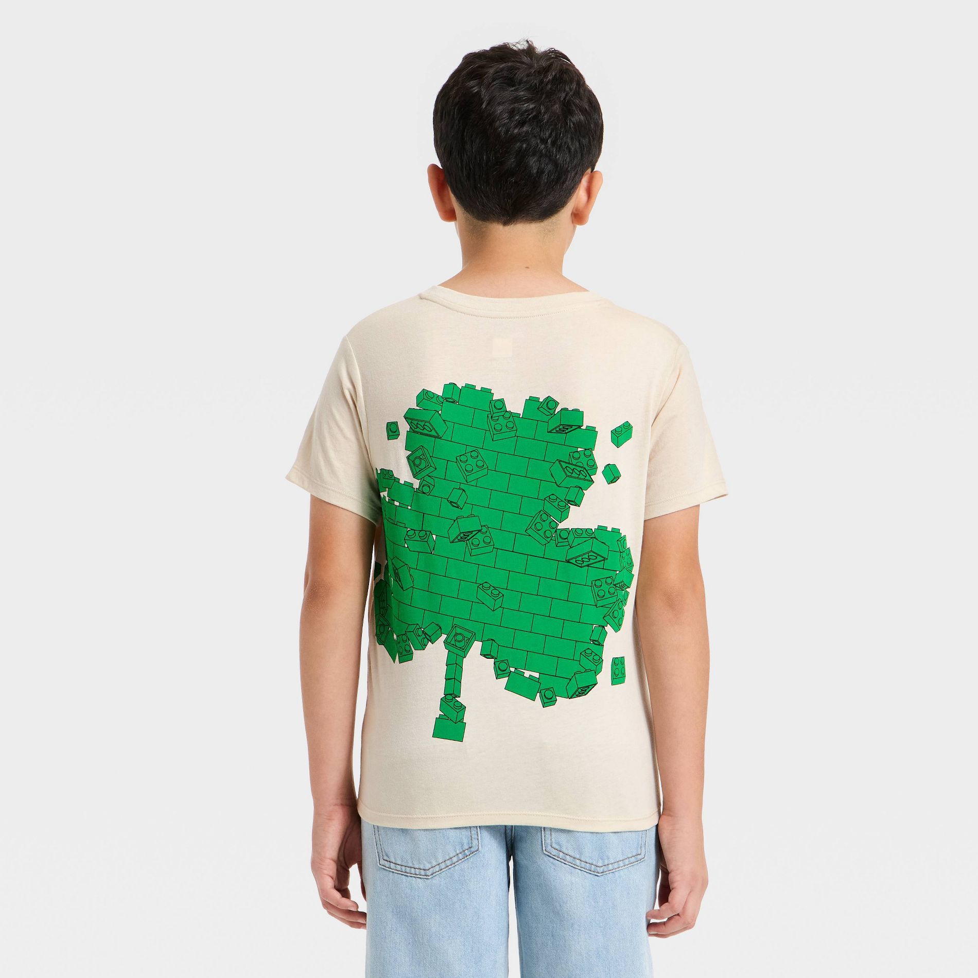 Boys' LEGO St. Patrick's Day Short Sleeve Front and Back Graphic T-Shirt - Ivory