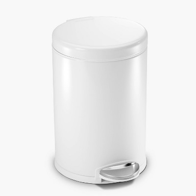 Simplehuman 4.5l Round Step Bathroom Trash Can With Soft-close Lid - White  Steel: Compact Wastebasket, Touchless Operation : Target