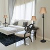 3pk Crafted Lamp Set (2 Table Lamps and 1 Floor Lamp) with Shades Restoration Bronze - Elegant Designs: UL Listed, Cotton Shades - 4 of 4