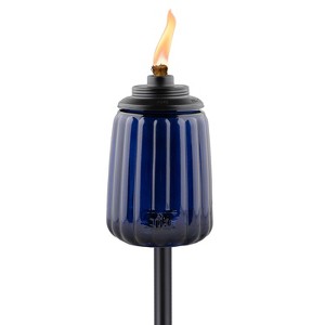 TIKI 65" Twilight Box Steel/Glass Outdoor Torch Blue - 1 of 4