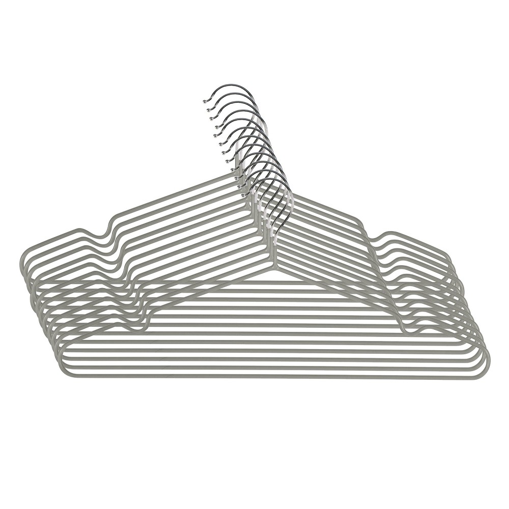 Simplify 12ct Flat Metal Hangers w/Chrome Hook Kennedy International - Gray: Wire Clothes Hangers for Pants & Dresses