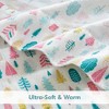 4 PCS Queen Cotton Flannel Printed Sheet Set White Holiday Trees - 4 of 4