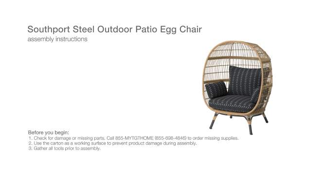 Southport Steel Outdoor Patio Chair, Egg Chairs Black - Threshold&#8482;, 2 of 8, play video