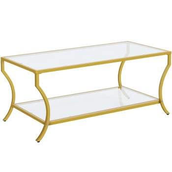 Yaheetech 2-tier Rectangular Iron Tempered Glass Coffee Table
