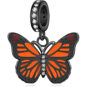Sterling Silver Monarch Butterfly Charm - Detailed Bead for Bracelets & Jewelry Making, Gift for Women - 1 of 4