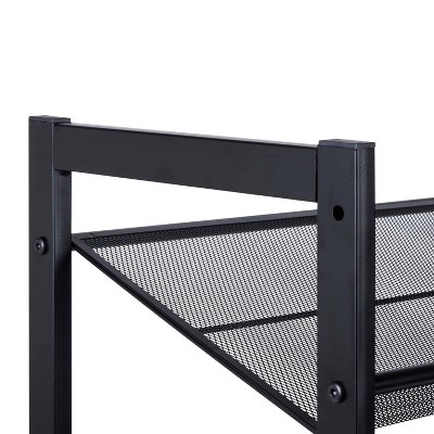 Black Metal 4-Tier Stackable Mesh Shoe Rack