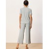 cheibear Women's Sleepwear Round Neck Soft Knit Short Sleeve Shirt with Pants Capri Pajamas Set - 3 of 4