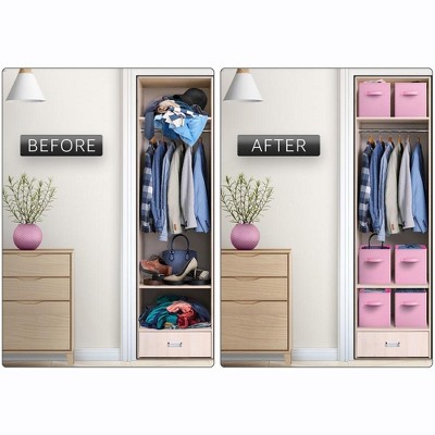 Pastel Pink 11 Inch Foldable Fabric Storage Cubes - Set of 6