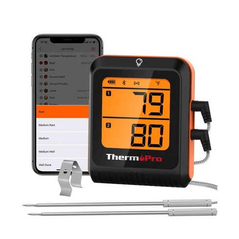 Thermopro Twin Tempspike 500ft Truly Wireless Meat Thermometer With 2 Meat  Probes And Signal Booster Ios / Android Compatible : Target